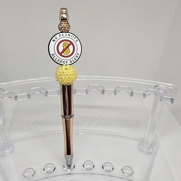 Medical Alert Epilepsy Awareness or Peanut Allergy Bling and Beaded Pen - Picture 4 of 5